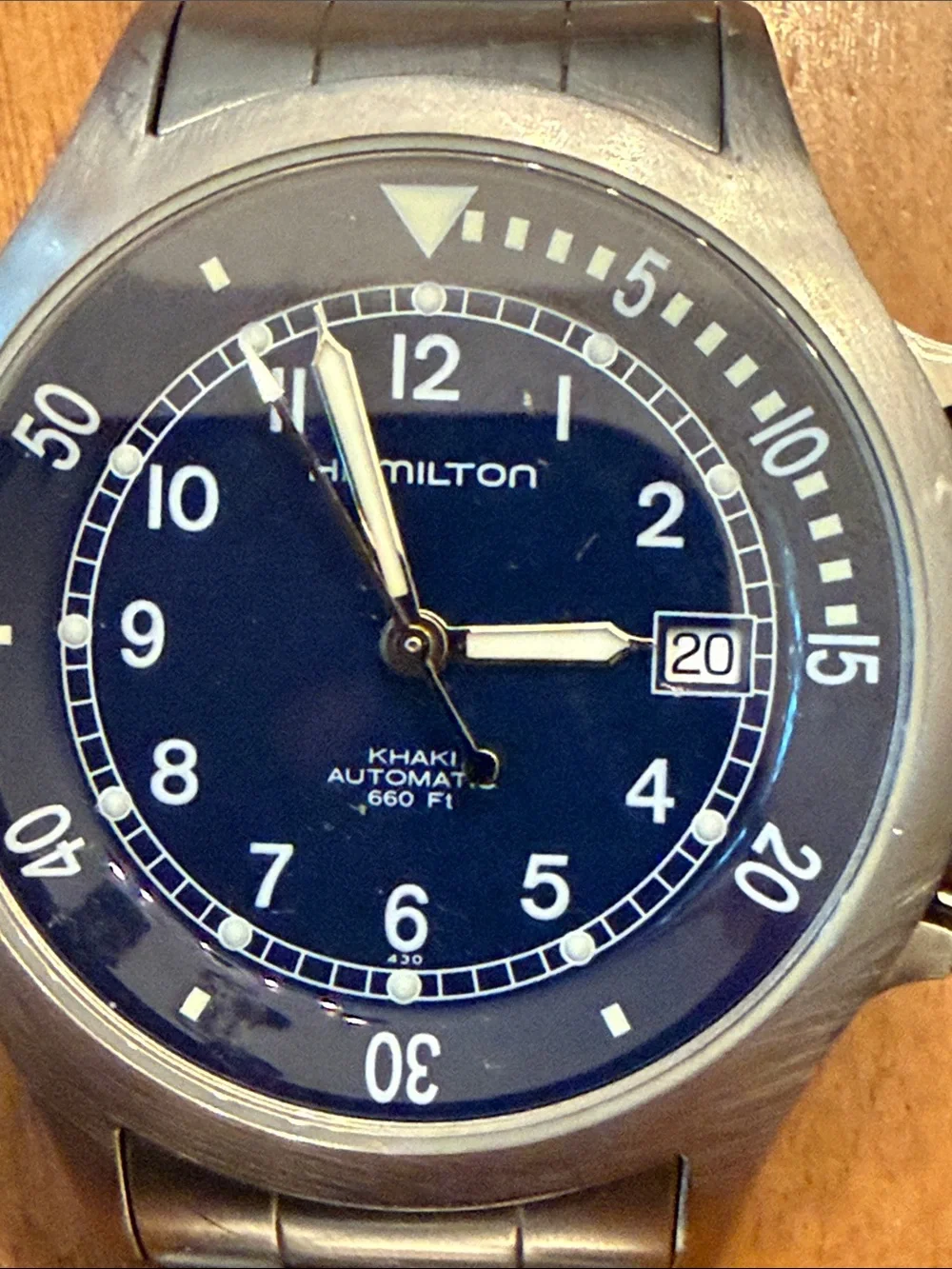 Hamilton Stainless Steel Watch with Deep Blue Dial